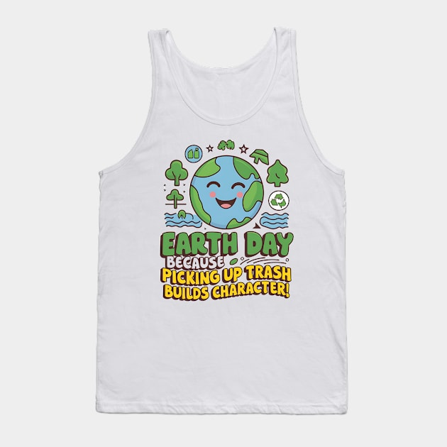 Earth Day Because Picking Up Trash Builds Character! Tank Top by NomiCrafts